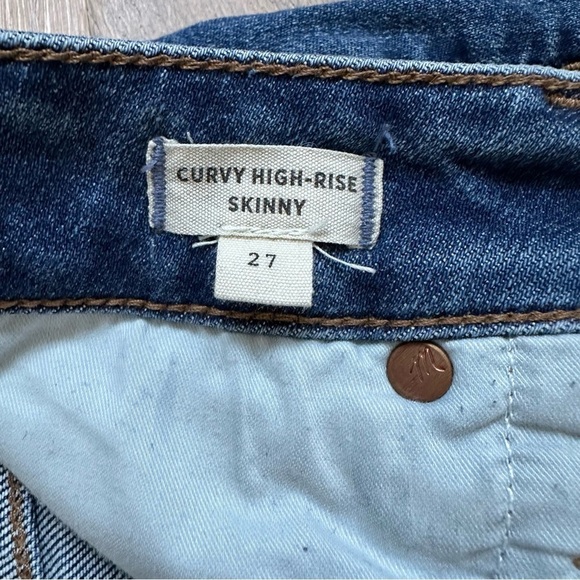 Madewell Curvy High Rise Skinny Jeans Wendover Wash Blue Denim - Size 27 - Picture 11 of 16